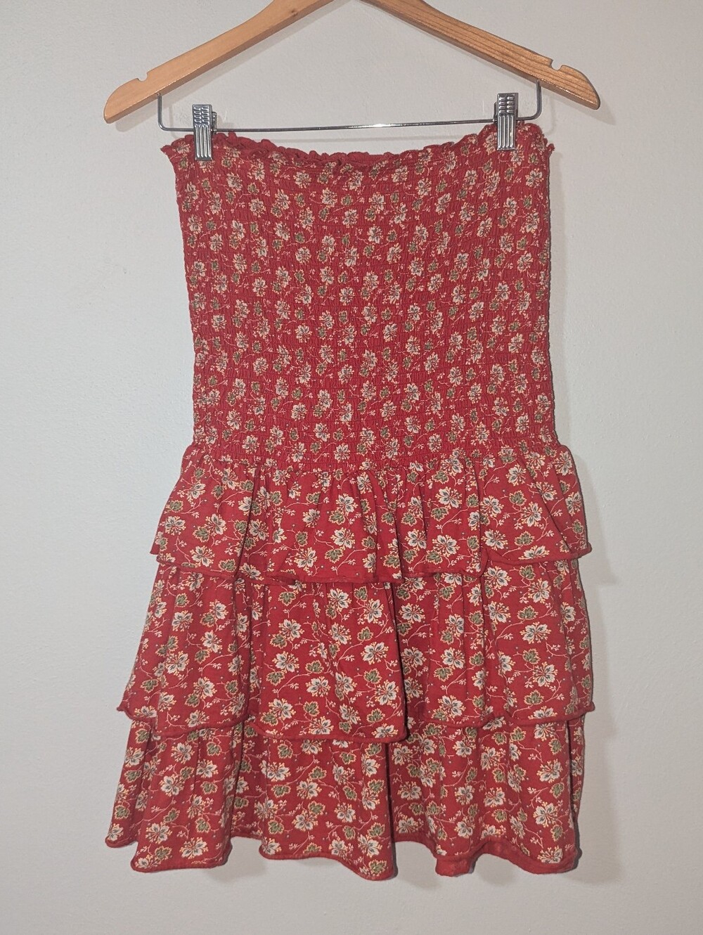 L NWT Denim & Supply by Ralph Lauren Red Floral Strapless Boho Dress